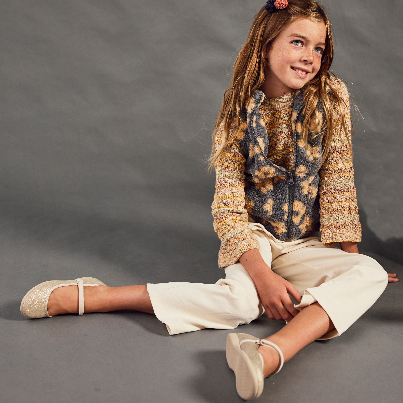 Merceditas de lona Childrenchic® para niñas en dorado brillante