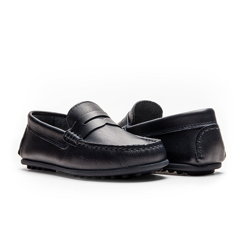 Mocasines Penny de cuero Childrenchic® para niños en marrón