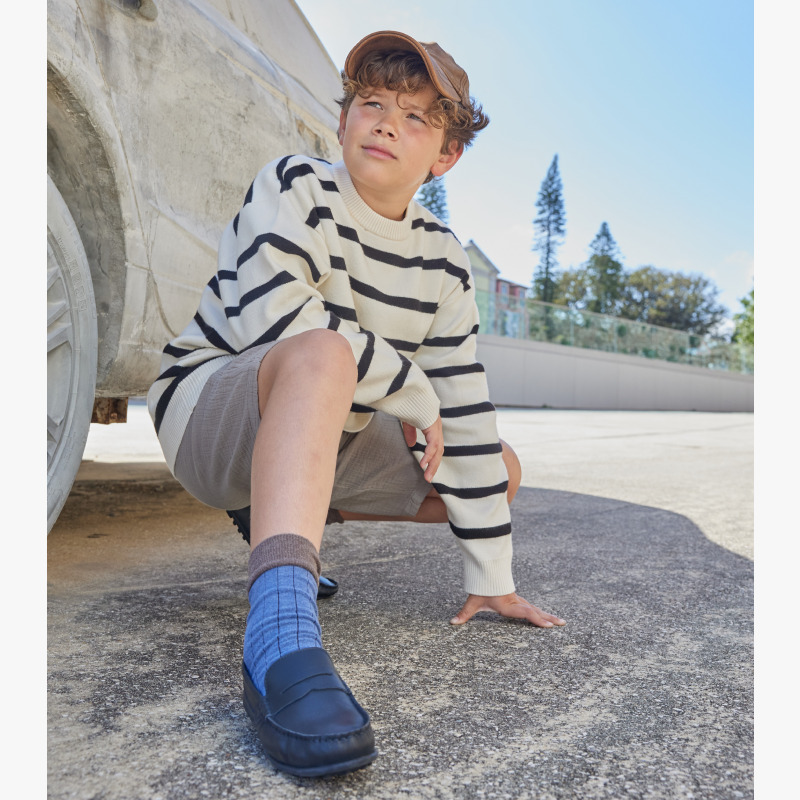 Mocasines Penny de cuero Childrenchic® para niños en marrón