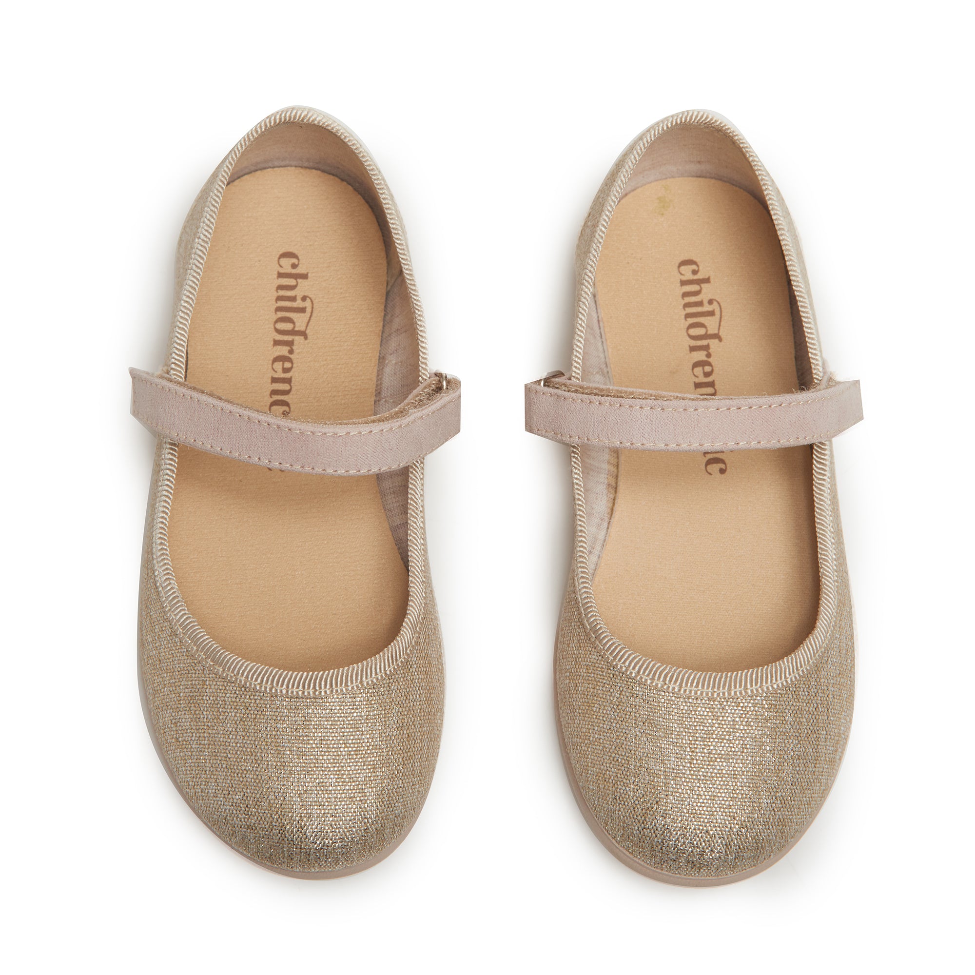 Merceditas de lona Childrenchic® para niñas en dorado brillante