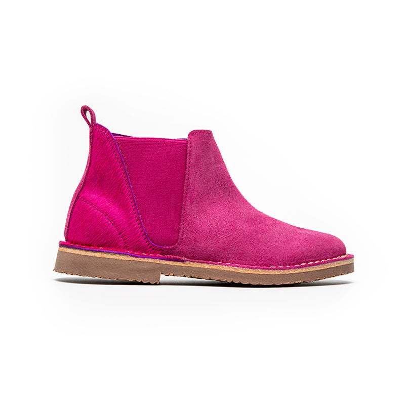 Fuchsia Suede Girls Chelsea Boots