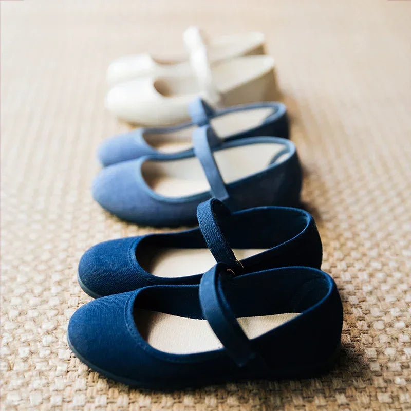 Merceditas de lona Childrenchic® para niñas en azul marino