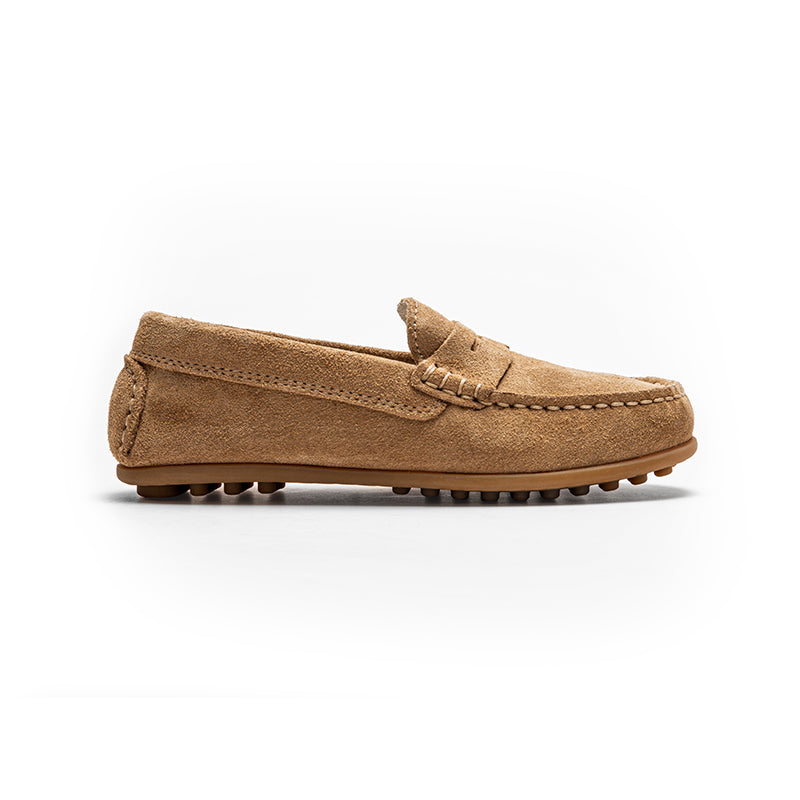 Camel Suede Boys Penny Loafers