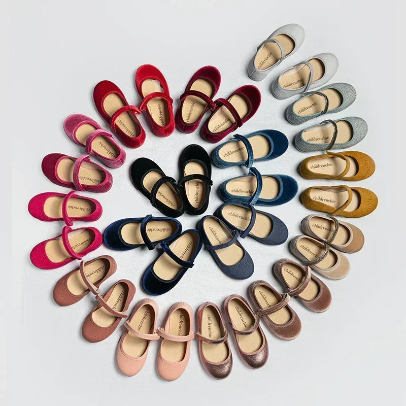 Mary Janes de terciopelo rosa Childrenchic® para niña