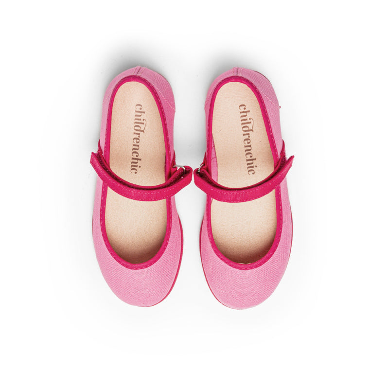 Merceditas de lona Childrenchic® para niñas en fucsia con textura