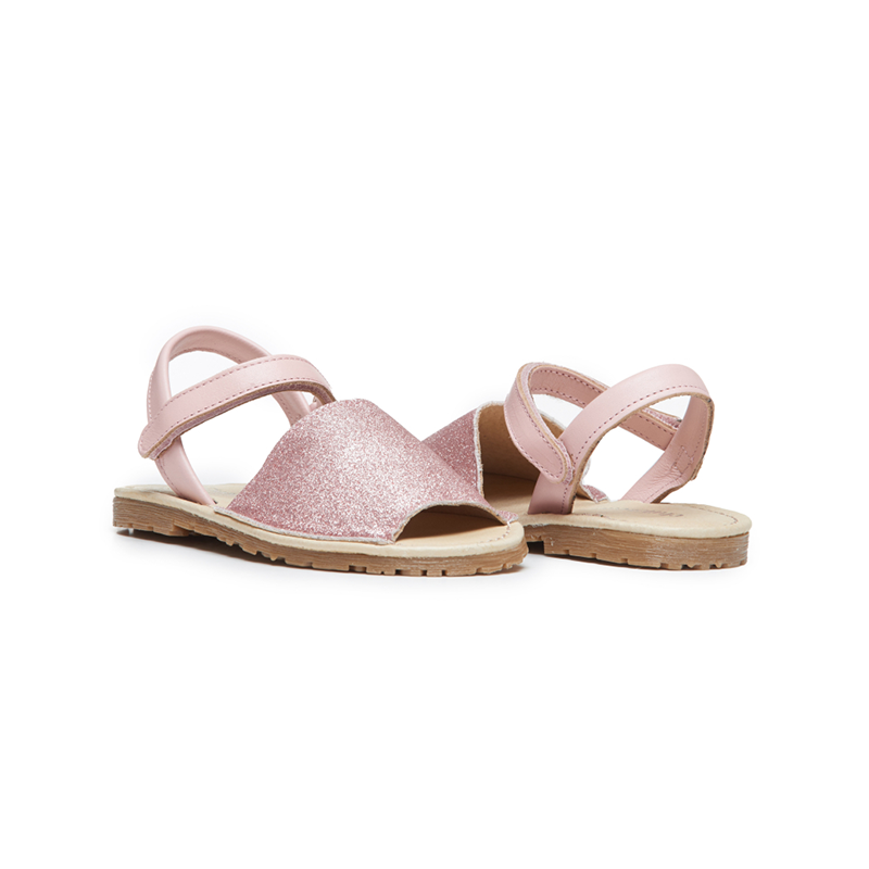 Leather Sandals in Pink Glitter childrenchic