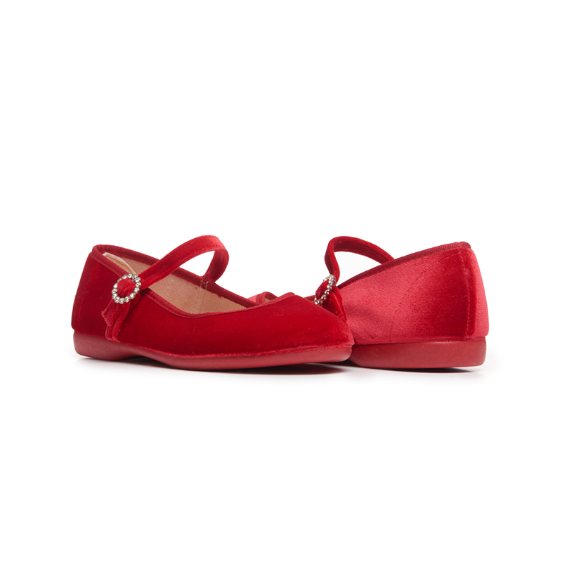 Red velvet mary jane top shoes