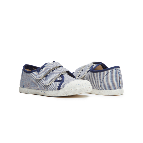 ECO-Friendly Canvas Double Sneaker in Navy Stripes