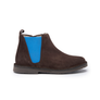 Suede Chelsea Boots in Brown with Blue Elastic
