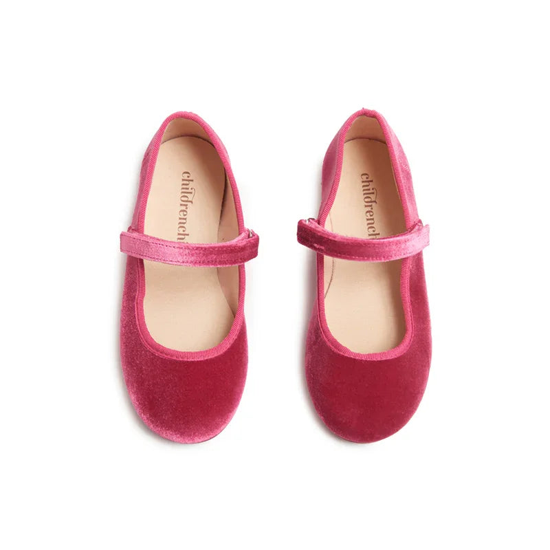 Mary Janes de terciopelo rosa Childrenchic® para niña