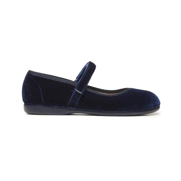 Girls' Childrenchic® Classic Navy Velvet Mary Janes