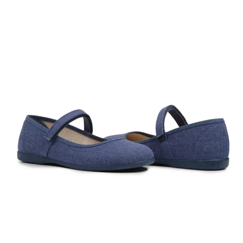 Girls' Childrenchic® canvas Mary Janes in denim blue