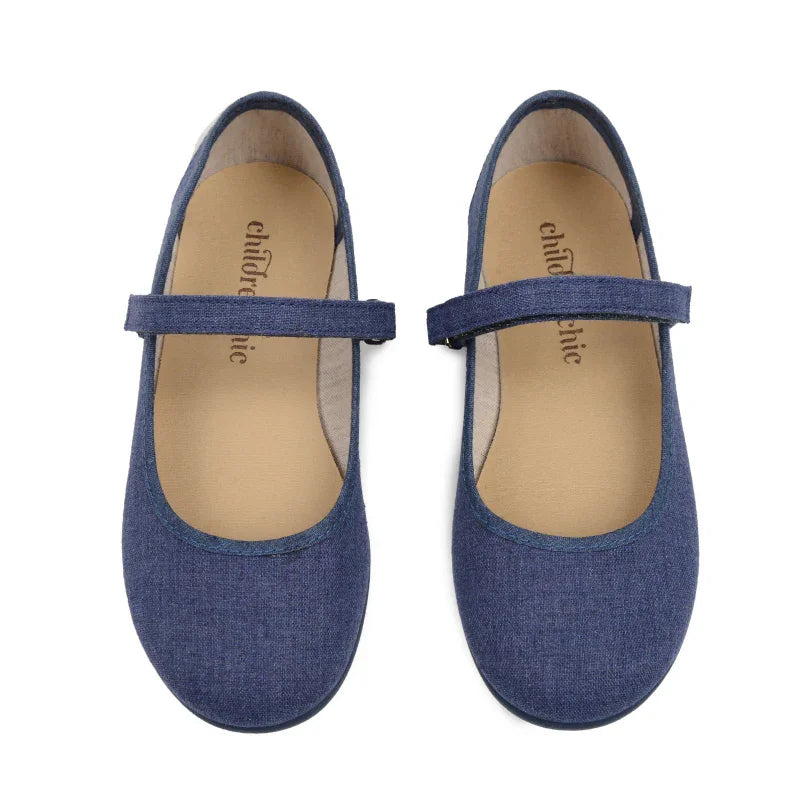 Girls' Childrenchic® canvas Mary Janes in denim blue