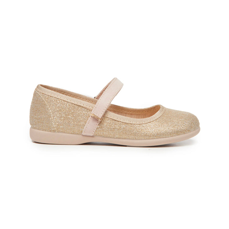 Classic Canvas Mary Janes in Shimmer Gold