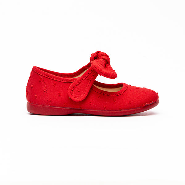 Swiss-dot Bow Mary Janes in Red