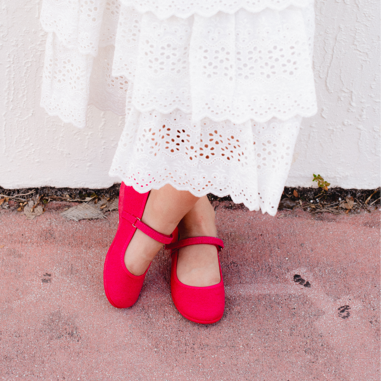 Merceditas de lona Childrenchic® para niñas en fucsia con textura
