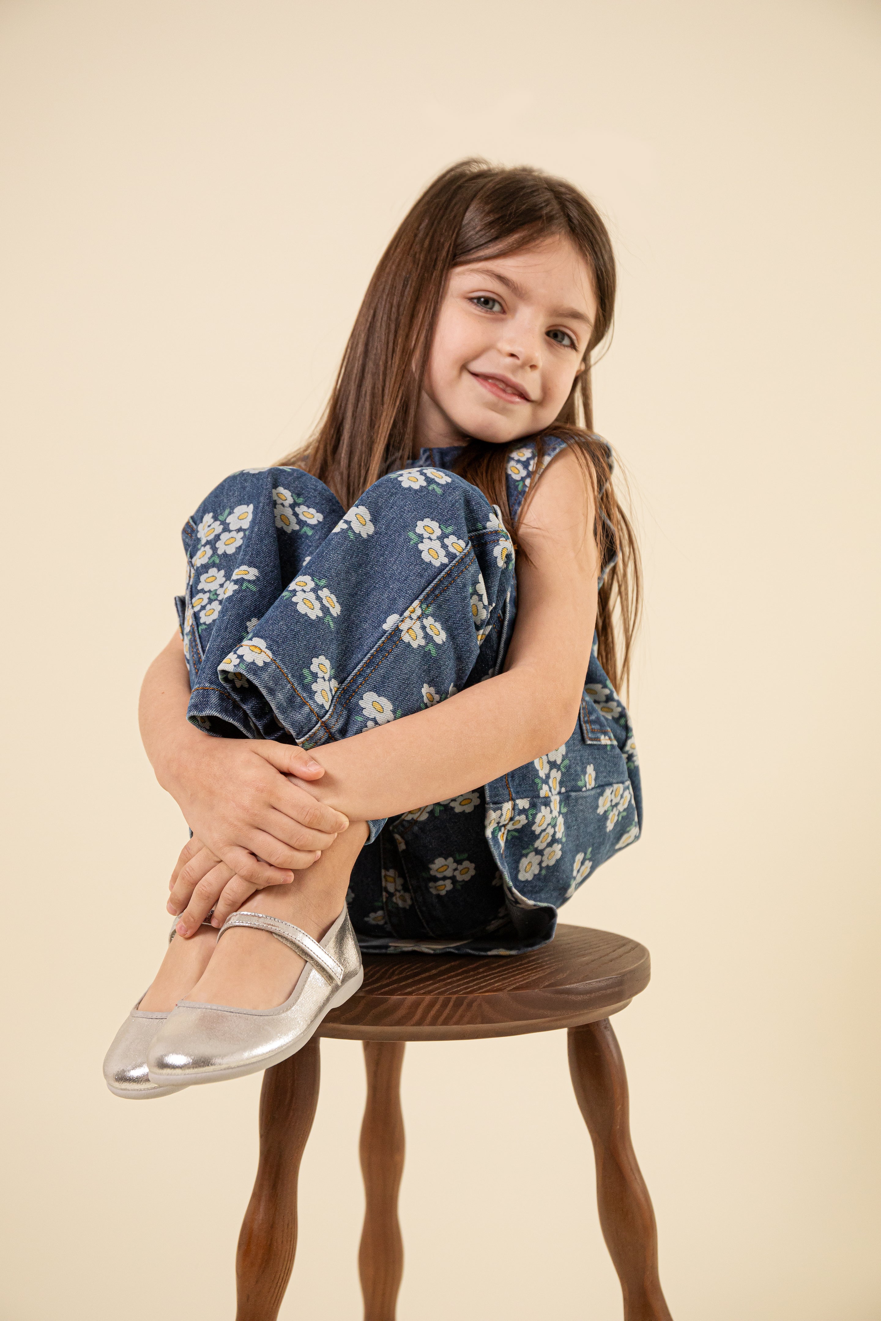 Silver Metallic Leather Girl Mary Jane Shoes