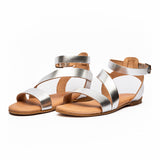 Leather Glad Sandal in Silver