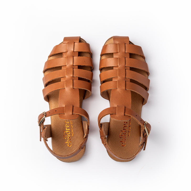 Leather Roman Sandal in Natural