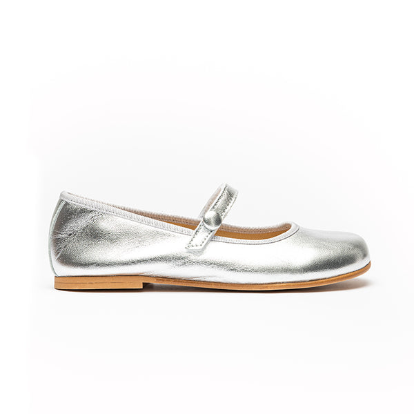 Classic Leather Hard Sole Mary Jane in Silver