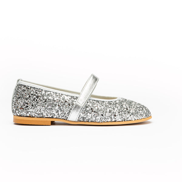 Classic Glitter Mary Janes in Silver
