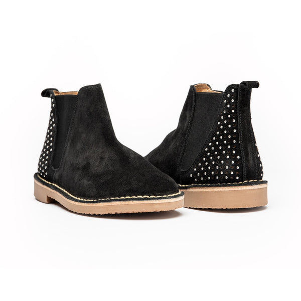 Studs and Suede Chelsea Boot in Black