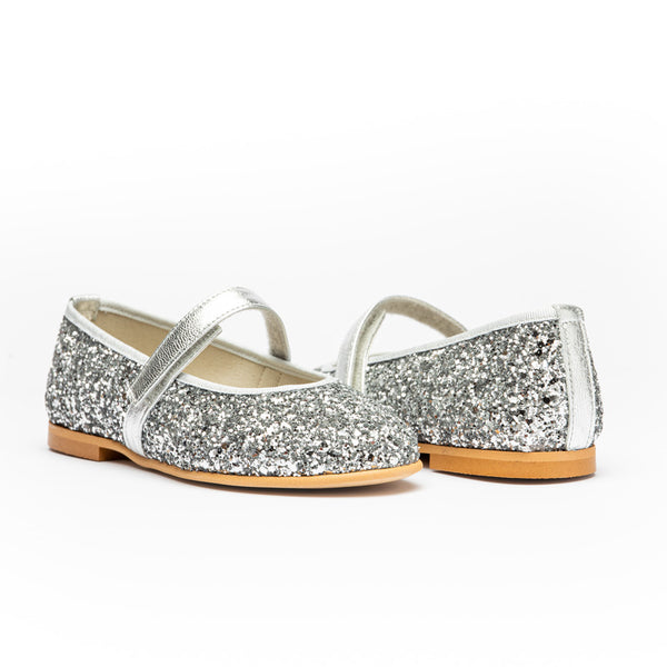Classic Glitter Mary Janes in Silver