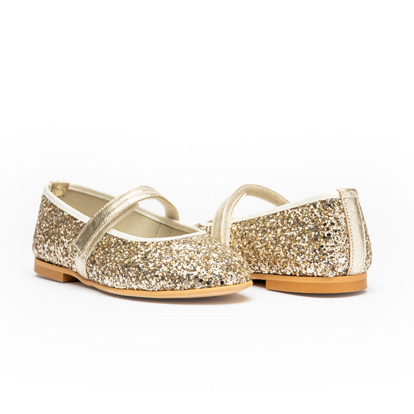 Classic Glitter Mary Janes in Gold