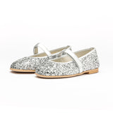 Classic Mary Janes in Silver Glitter