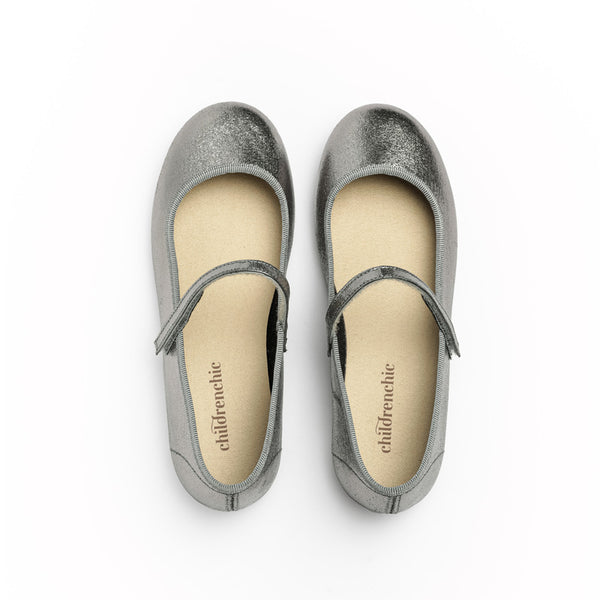 Classic Shimmer Mary Janes in Silver