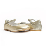 Glitter and Leather Ankle Mary Jane in Gold