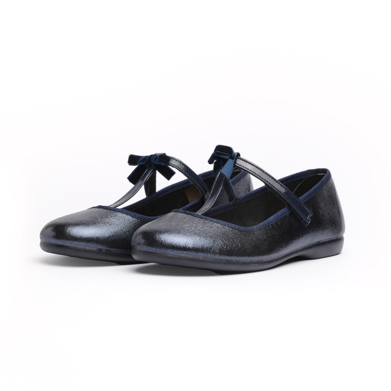 Zapatos de fiesta de terciopelo negro con tiras en T Childrenchic® para niña