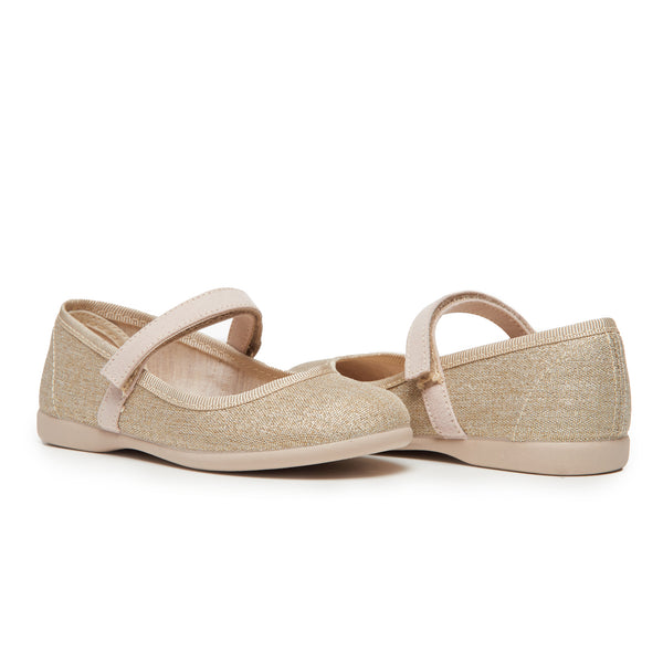 Classic Canvas Mary Janes in Shimmer Gold