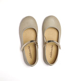 Classic Textured Mary Janes in Shimmer Gold
