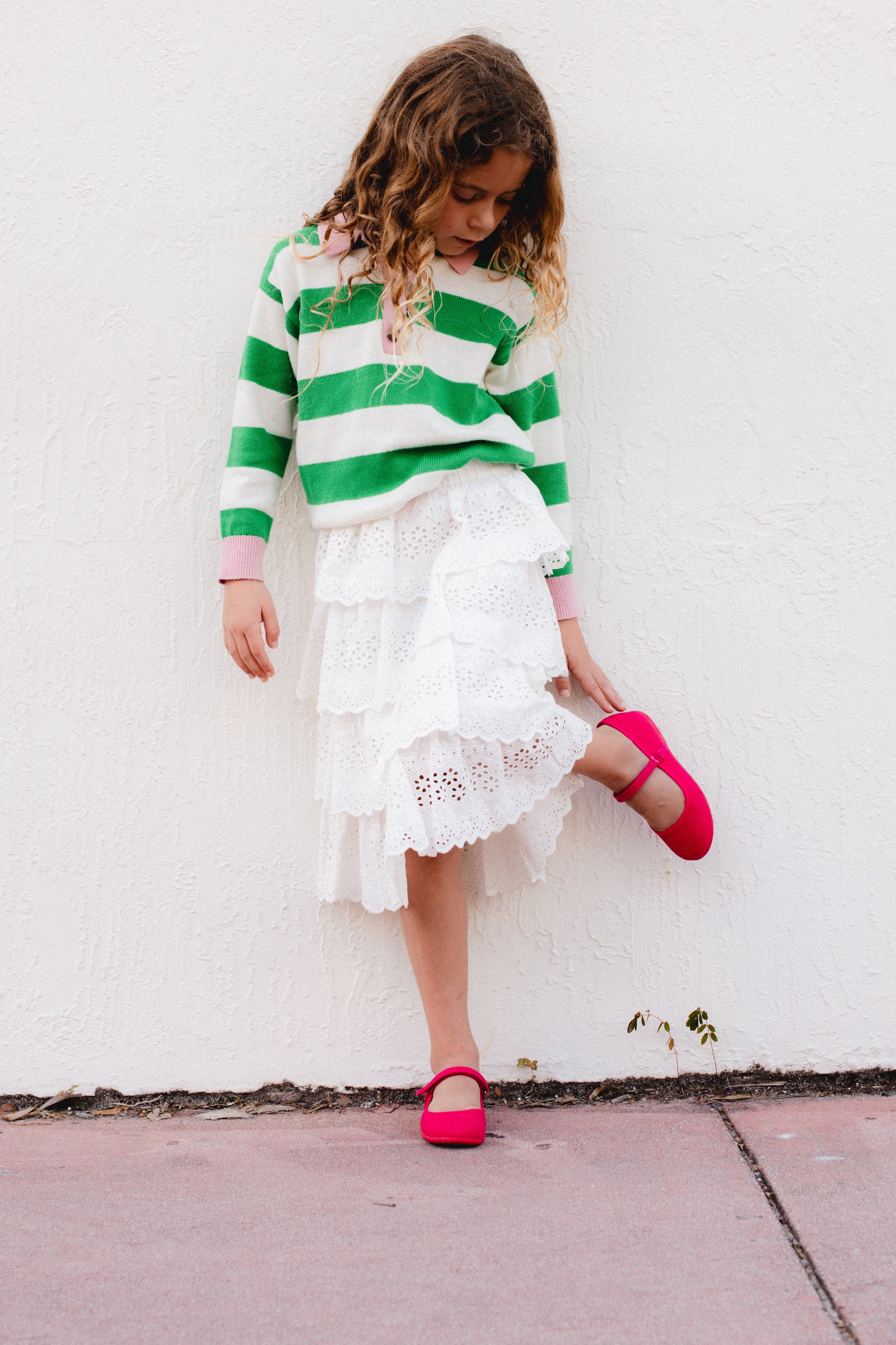 Merceditas de lona Childrenchic® para niñas en fucsia con textura