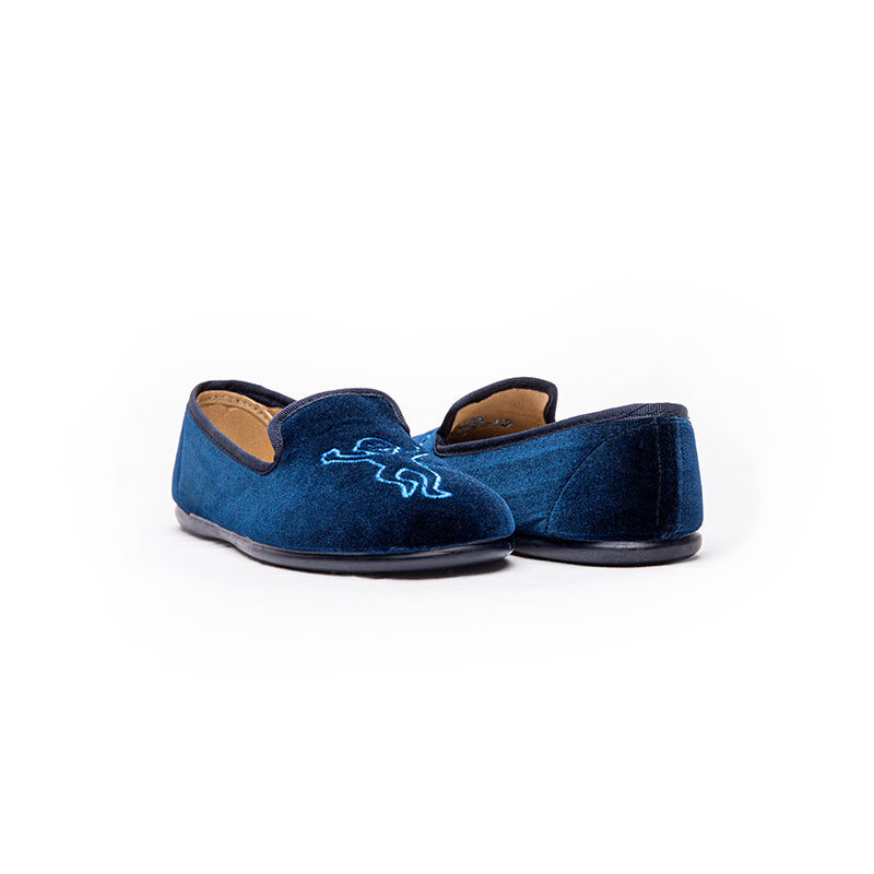 Roller Rabbit x Childrenchic: Navy Velvet Kids Slipper Shoes