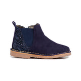 Glitter and Suede Chelsea Boots in Navy