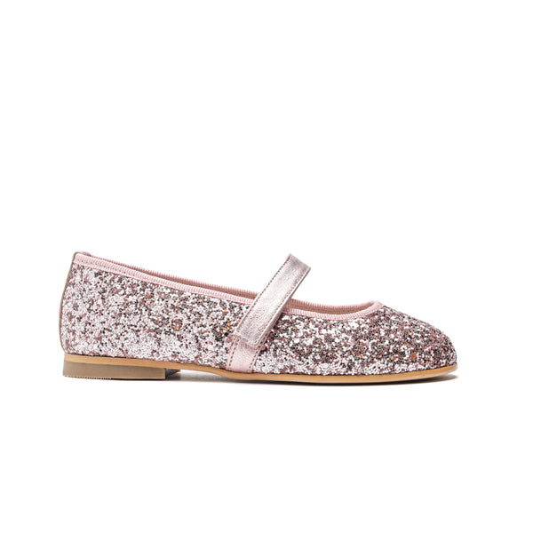 Classic Glitter Mary Janes in Rose