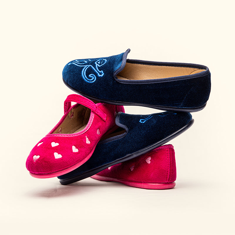 Roller Rabbit x Childrenchic: Navy Velvet Kids Slipper Shoes