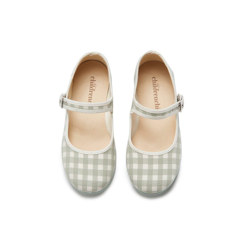 Classic Canvas Mary Janes in Leaf Gingham