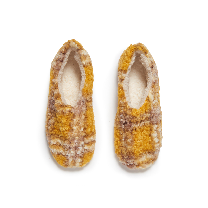 Fall Plaid Slippers in Mustard