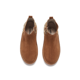 Suede Chelsea Boots with Gold Sparkles in Camel