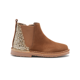 Girls' Childrenchic® Gold Sparkle and Camel Suede Chelsea