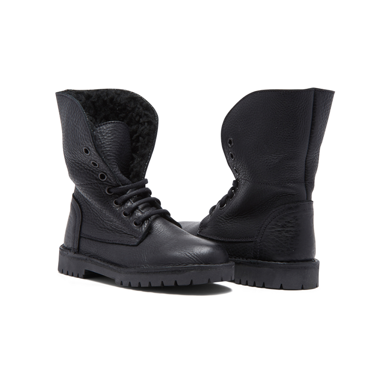 Leather Bomber Boots in Black
