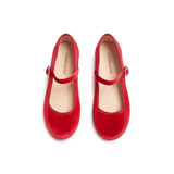 Holiday Velvet Mary Janes in Red