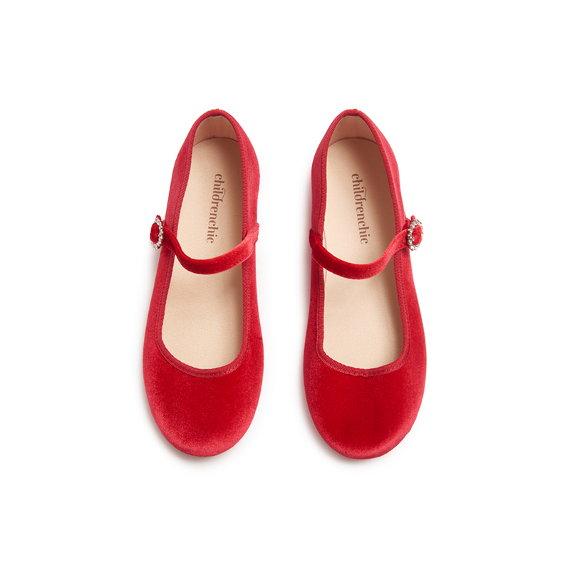 Holiday Velvet Mary Janes in Red