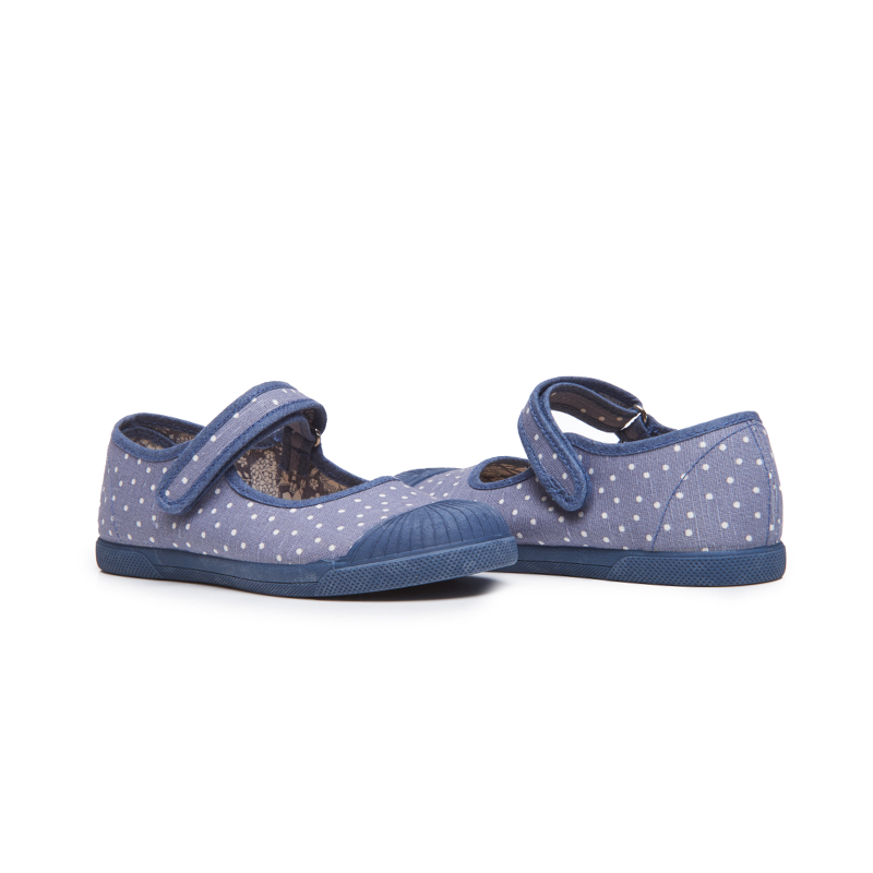 Canvas Mary Jane Sneakers in Blue Dots