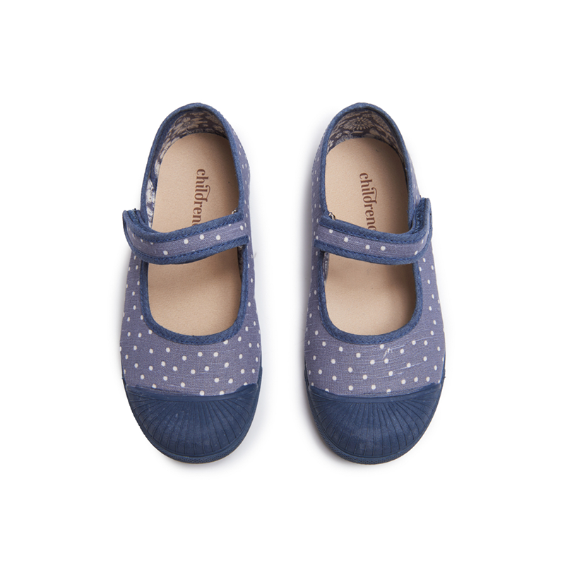 Zapatos deportivos estilo Mary Jane Captoe de lona Childrenchic® con lunares azules