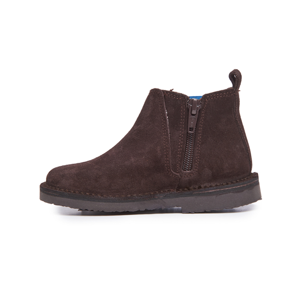 Suede Chelsea Boots in Brown with Blue Elastic