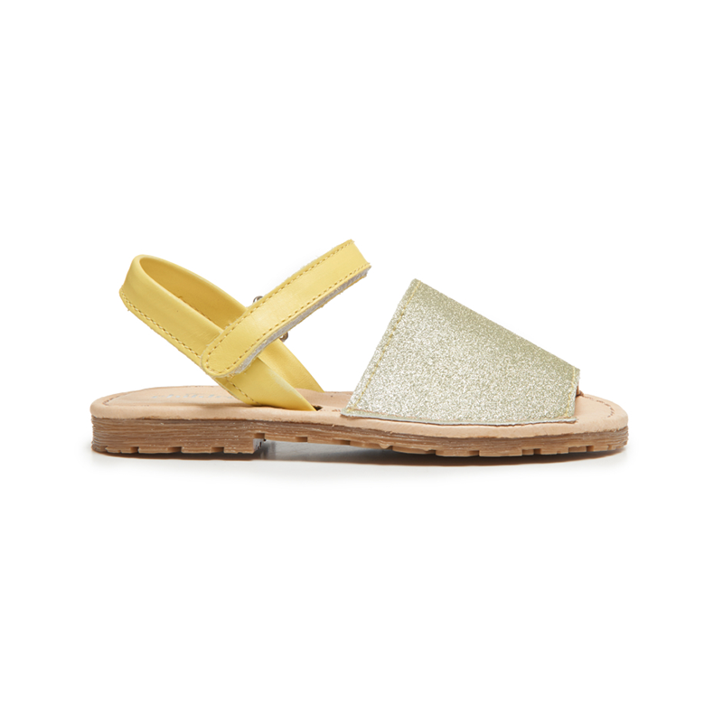 Girls' Childrenchic® Leather Sandals in Yellow Glitter